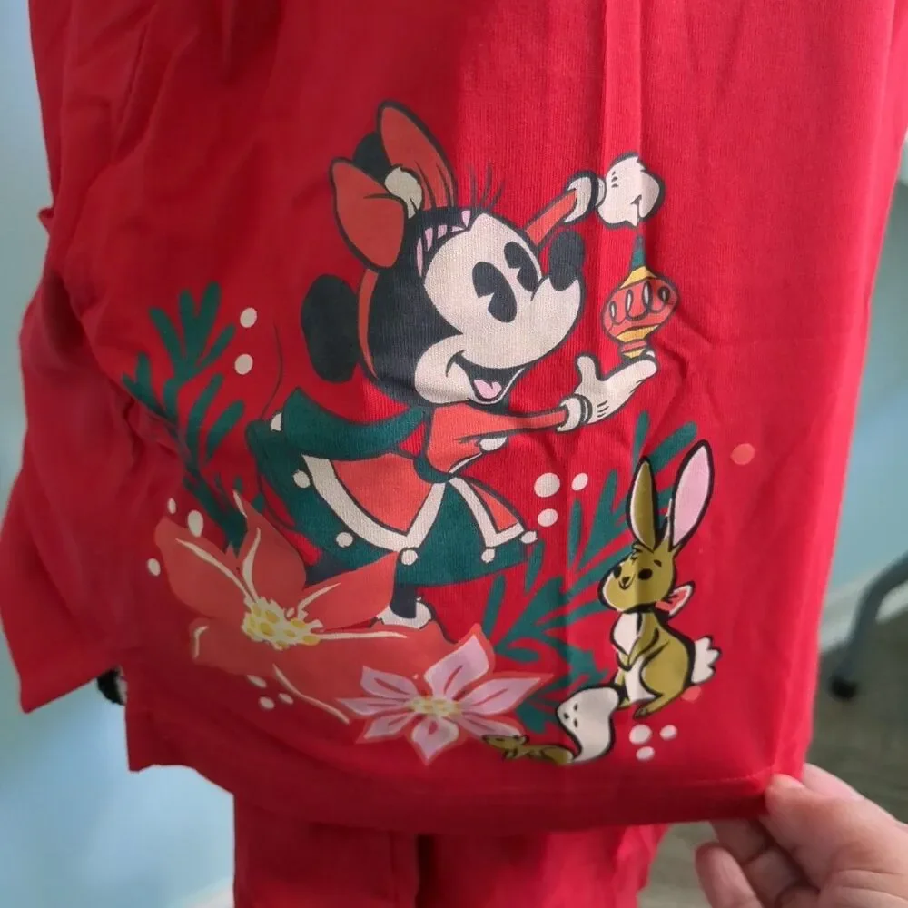 Disney Parks Minnie Mouse Small Christmas Pajama Short Set Outfit Lightweight - Picture 3 of 7